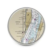 Marine City Nautical Chart Metal Lapel Pin Chart Mugs