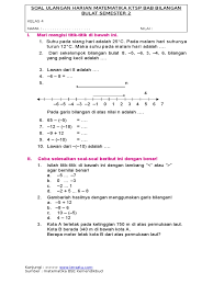 Kunci jawaban buku senang belajar matematika kelas 6 matematika kelas 6 halaman 12 Soal Ulangan Harian Matematika Kelas 9 Bab 1