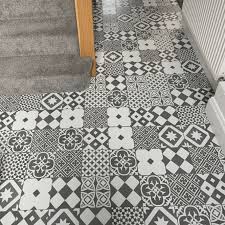 Black And White Tile Effect Laminate Flooring Mediterranean 8mm Tile Effect Laminate Monochrome In 2020 Tile Effect Laminate Tile Effect Laminate Flooring Victorian Tiles