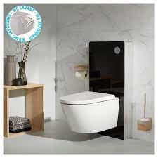 wc japonais bati support mural en verre noir et cuvette lavante sechante wc suspendu wc japonais bati support wc