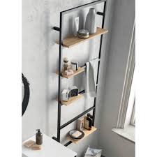 Etagere Echelle Avec Porte Serviette Bain Suspendu Vinci Avec Structure Alu Laque Noir Et Chene Afri Em 2020 Moveis Para Banheiro Decoracao Do Banheiro Ideias Estantes