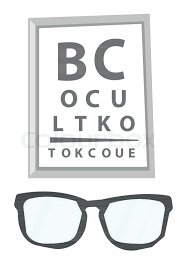Glasses And Visual Acuity Test Chart Stock Vector