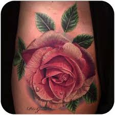 If you want to make a tattoo, look how it looks from other people! Realism Style Colored Rose Tattoo With Leaves Tattooimages Biz