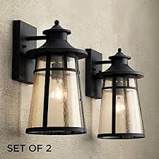 Clement Outdoor Wall Light Fixtures Set Of 2 Cast Iron Black 15 Quot Clear Seedy Black Outdoor Wall Lights Outdoor Wall Light Fixtures Outdoor Light Fixtures