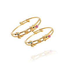 Special Kids Collection Elephant Face And Pluto Gold Bangle Baby Jewelry Gold Kids Gold Jewelry Baby Jewelry