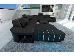 Leder Stoff Mix Wohnlandschaft Bellagio Xxl Led Sofa De Canto Projeto De Quarto De Luxo Salas De Jantar Cinza