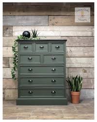 Antique pine chest of drawers. Solid Pine Chest Of Drawers Painted In Bayberry Dark Green Vinterior Painted Chest Of Dr Revamp Furniture Pine Furniture Makeover Green Painted Furniture