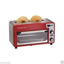Toaster And Toaster Oven Combo Bread Bagel Pizza Kitchen Cookware Bake Heat Red Hamiltonbeach Hamilton Beach Toaster Oven
