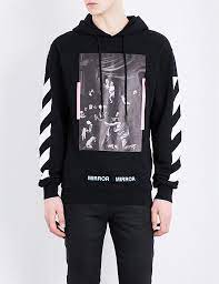 You want to flex your clothes wait for you ! Off White C O Virgil Abloh Mirror Mirror Cotton Jersey Hoody In Black For Men Lyst