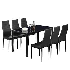 Counter height table and 6 counter height chairs yorktown adds style to any dining area with this counter dining set. New Modern Black Rectangular Table Black Chairs 7 Piece Dining Room Set Ebay