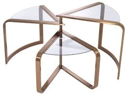 Hand crafted from metal, the table features a textured finish. Casa Padrino Designer Stainless Steel Side Table With Glass Tops Copper 109 X 58 X H 56 Cm Designer Furniture