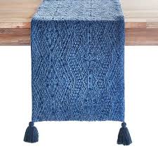 Kyla Blue Table Runner In 2020 Blue Table Runner Dining Table Runners Dining Room Table Runner