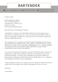 Getting hired as a bartender requires showing your knowledge of mixed drinks and exceptional customer service. Bartender Cover Letter Sample Free Download Resume Genius