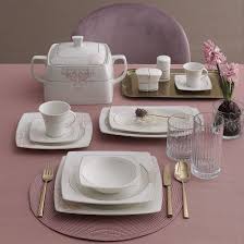Gural Porselen 85 Parca Kare Caroline Bone Yemek Takimi 5485 2020 Yemek Takimi Taki Yemek Takimlari
