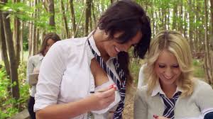 A brunette girl that has huge tits is fucked in the forest - SexVid.xxx