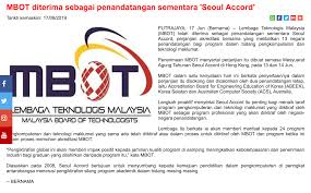 Mesyuarat jawatankuasa khas lembaga teknologis malaysia bil.6/2020: Mbot Malaysia Board Of Technologists Mbot Diterima Sebagai Penandatangan Sementara Seoul Accord