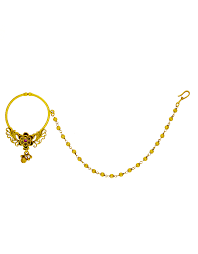 Buy Matte Gold Finish Bridal Nose Ring With Beautiful Droplet Online Anuradha Art Jewellery In 2021 Bridal Nose Ring Jewelry Art Nose Ring Online