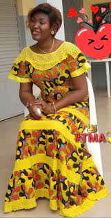Joli model de longue robe en pagne. Robe Pagne Et Dentelle African Clothing African Clothing Styles African Fashion Skirts
