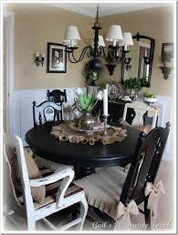 I Love Everything About This Mixed Matched Chairs Black And White Love The Bow On The Chair Pads And Love Love Love The Table Home Dining Room Table Dining
