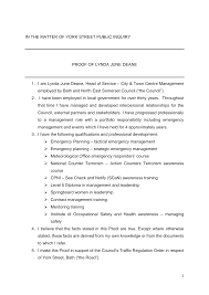 IN THE MATTER OF YORK STREET PUBLIC INQUIRY PROOF OF LYNDA JUNE DEANE 1. I  am Lynda June Deane, Head of Service