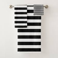 Black And White Bathroom Towel Set Modern Black And White Striped Bath Towel Set White Bathroom Decor Striped Bath Towels Bathroom Decor
