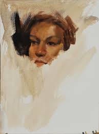 I really like this painting. Though incomplete, you get the feeling that  the artist has pulled back a piece of reality and showed us the model.