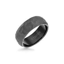 Triton Black Tungsten Matte Hammered Edge Wedding Band Mens Wedding Bands Tungsten Black Black Tungsten Mens Rings Tungsten Carbide Wedding Bands