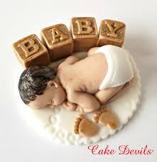Sleeping Baby Cake Topper Baby Blocks Baby Shower Fondant Cake Topper Naked Baby Fondant Keepsake Baptism Christening Handmade Edible