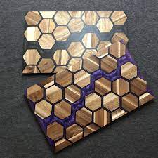 hexagon purple epoxy charcuterie board tafel epoxy onderzetters moderne salontafels