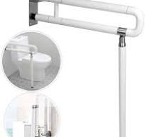 MYOYAY 24In Toilet Safety Rails Wall Mount Floor Support Foldable Toilet  Grab Bar Handicap Grab Bars Rails Non-Slip Stainless Steel Flip Up Grab Bar  ...