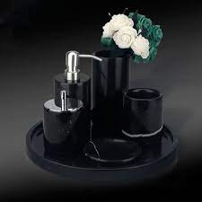 It is handcrafted on a solid block of marble and polished with no chemicals. Black Marquina Marble Bathroom Set Bathroom Accessories