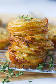 Gruyere And Thyme Stacked Potatoes Recipe Thanksgiving Appetizer Recipes Vegetable Dishes Clean Eating Snacks