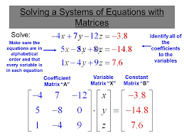 Solving linear equations using matrix is done by two prominent methods namely the matrix method and row reduction or gaussian elimination method. Using Matrices To Solve A 3 Variable System Ppt Download