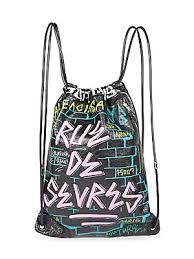 Balenciaga Bazar Graffiti Drawstring Leather Backpack Saks Com