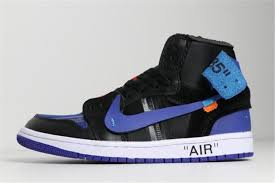 Men S 2018 Off White X Air Jordan 1 Black Royal Blue White Aa3834 002 Jordan 1 Black Air Jordans Nike Shoes Outlet