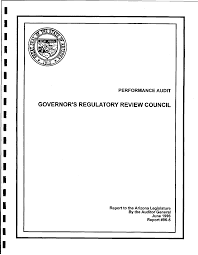 Performance Audit Governors Regulatory Review Council