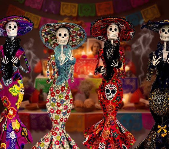 Figura de calavera de Catrina, estatua decorativa del Día de los Muertos -  Etsy México