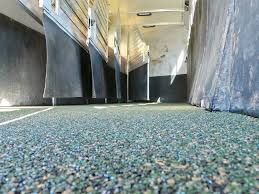 A seamless pvc trailer floor with (or without) a felt back. Polylast Horse Flooring Horse Trailer Flooring Wash Rack Flooring