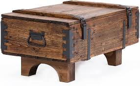 Coffre De Voyage En Bois Ancien Table Basse De Campagne Table Basse Tonneau Table Basse Design Tables Basses Coffres