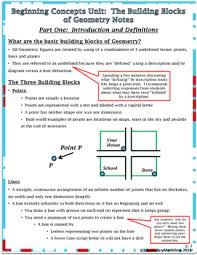 Beginning Concepts 1 Building Blocks Of Geometry Notes And Homework