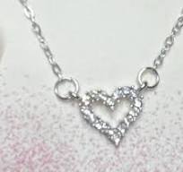 Trendy Silver Hollow Heart Cubic Zirconia Pendant w/Matching Chain Gift for  Her Gift for Her Necklace Statement Heart Charm Necklace
