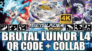 How to scan any qr code in beyblade burst app. Brutal Luinor L4 Qr Code Em 4k Collab C Zankye Beyblade Burst Turbo Qr Codes Youtube