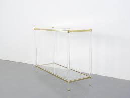 Mid Century Brass Lucite Console Table Etsy