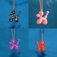 Balloon Dog Necklace By Balloongenuity Your Choice Of Color Red Pink Purple Lime Green Pale Blue Shiny Silver Balloon Animal Jewelry Clay Jewelry Diy Polymer Clay Crafts Balloon Dog