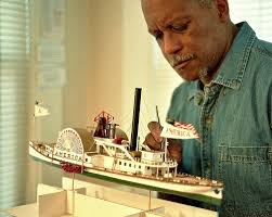 Steamboat modelbuilder and historian Rex Stewart working