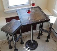 Pin By Pieceofchicfurniture On Handcrafted Industrial Design Weathered Gray Pub Table And Stool Set High Top Tables Pub Table And Stools Table