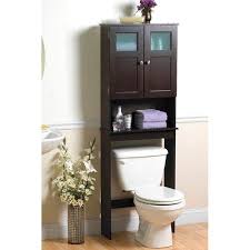 Zenna Home Over The Toilet Bathroom Storage Spacesaver With 2 Door Cabinet And Glass Windows Espresso Walmart Com Bathroom Space Saver Space Savers Over The Toilet Cabinet
