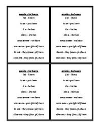 Avoir Conjugation Cards