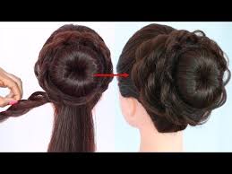 A poofy ponytail thickens up the hair while braids are a great protective and stylish hairstyle for girls with natural black hair. Messy Bun For Gown Lehenga Saree Western Wear Party Weddings Bridal Hairstyle Hairstyle Bun Hairstyles For Long Hair Easy Bun Hairstyles Hair Styles