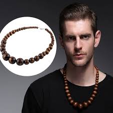 ▷ Très beau collier en bois naturel pour homme
